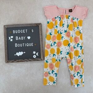 Tea Collection Pink and Yellow Fruit Print Romper